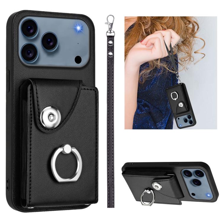 Organ Card Bag Ring Holder PU Phone Case with Lanyard, For iPhone 17 Pro Max, For iPhone 17 Pro, For iPhone 17, For iPhone Air