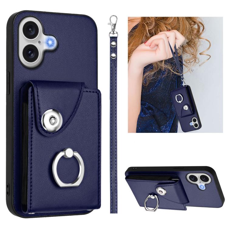 Organ Card Bag Ring Holder PU Phone Case with Lanyard, For iPhone 17 Pro Max, For iPhone 17 Pro, For iPhone 17, For iPhone Air