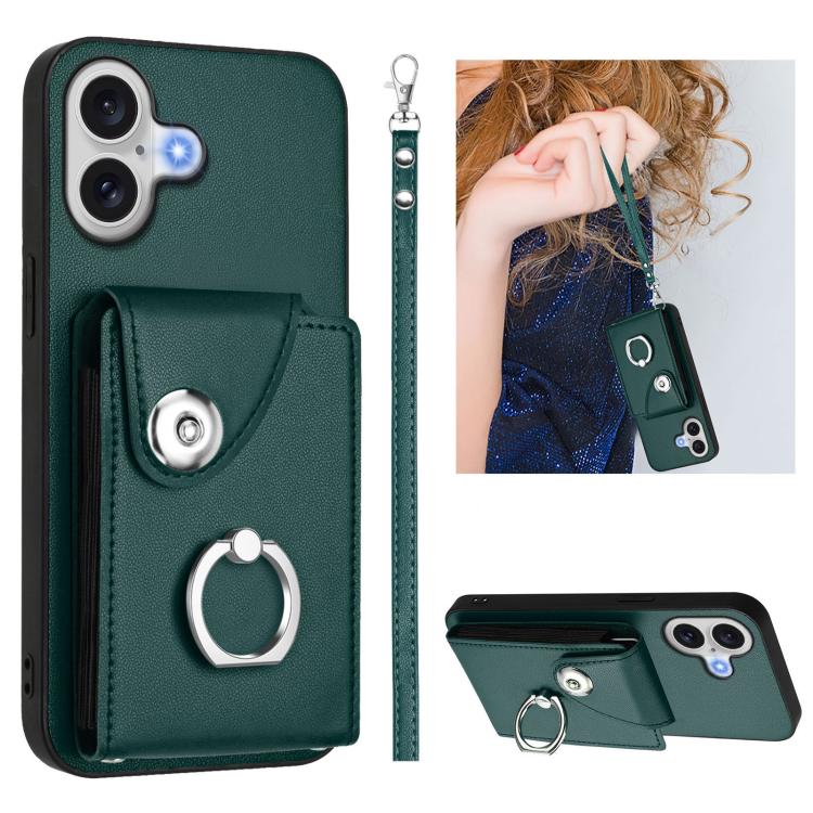 Organ Card Bag Ring Holder PU Phone Case with Lanyard, For iPhone 17 Pro Max, For iPhone 17 Pro, For iPhone 17, For iPhone Air