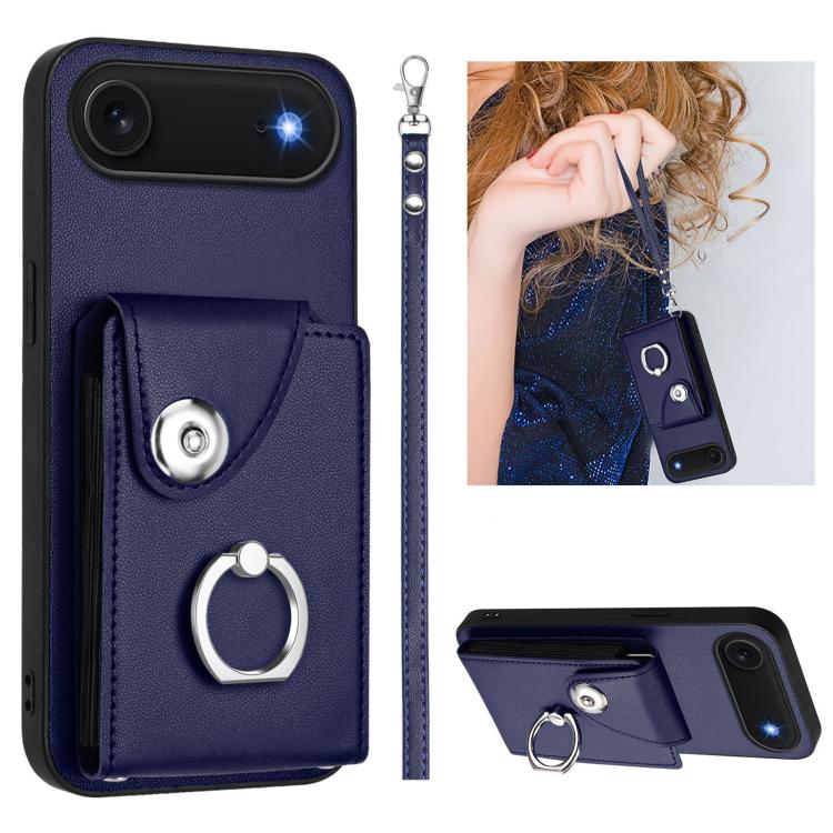 Organ Card Bag Ring Holder PU Phone Case with Lanyard, For iPhone 17 Pro Max, For iPhone 17 Pro, For iPhone 17, For iPhone Air