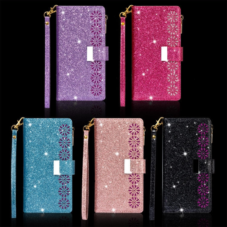 Multi-card Slots Starry Sky Laser Carving Glitter Zipper Horizontal Flip Leather Case with Holder & Wallet & Lanyard, For iPhone 11 Pro Max, For iPhone 11 Pro, For iPhone 11, For iPhone XS Max