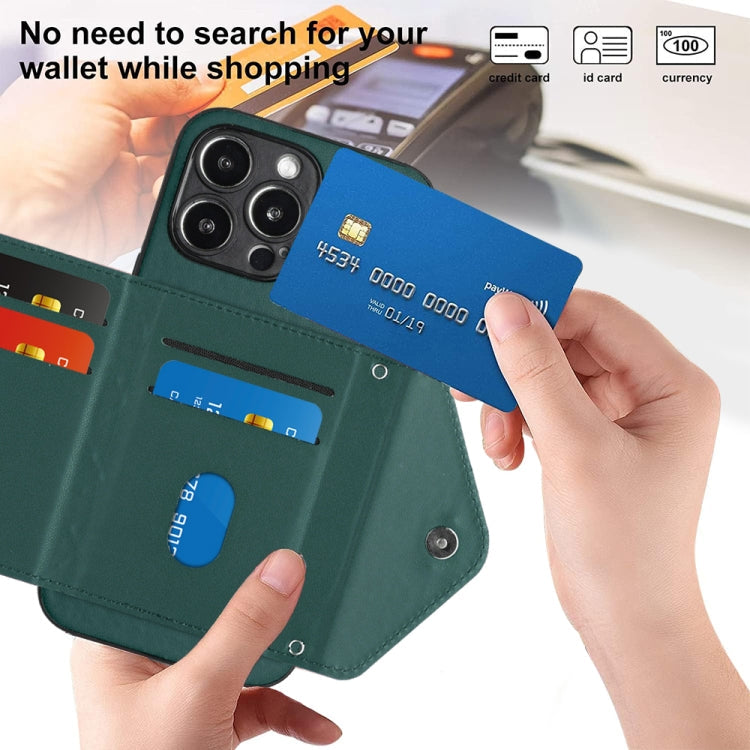 Rhombic Texture Card Bag RFID Phone Case with Long Lanyard, For iPhone 15 Pro Max, For iPhone 15 Pro, For iPhone 15 Plus, For iPhone 15