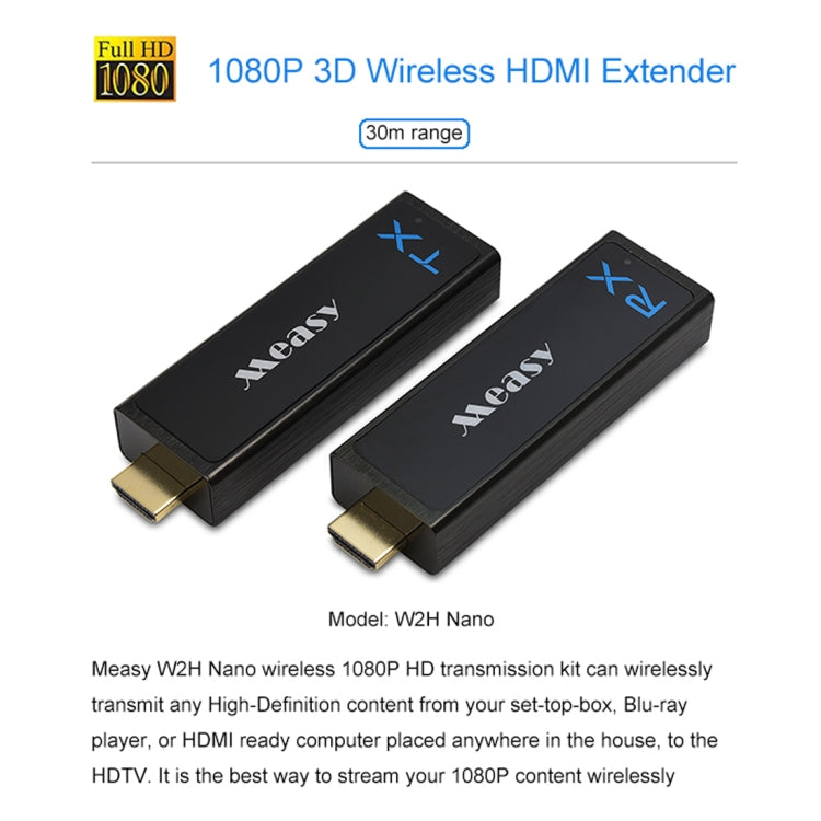Measy W2H Nano 1080P HDMI 1.4 3D Wireless HDMI Audio Video Transmitter Receiver Extender, Transmission Distance: 30m,, US Plug, EU Plug, AU Plug, UK Plug