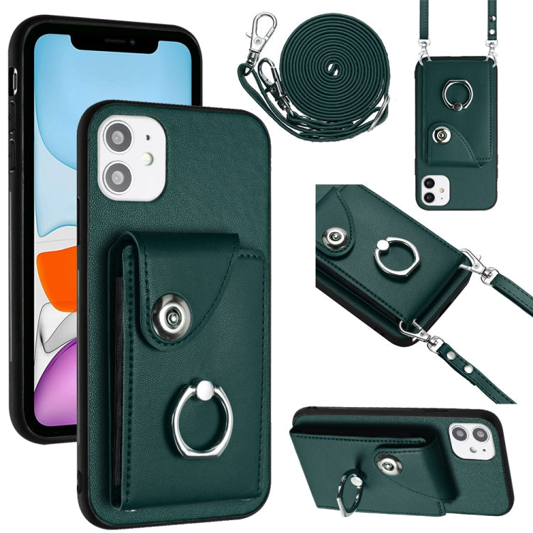 Organ Card Bag Ring Holder Phone Case with Long Lanyard, For iPhone 13, For iPhone 13 mini, For iPhone 12, For iPhone 12 Pro Max
