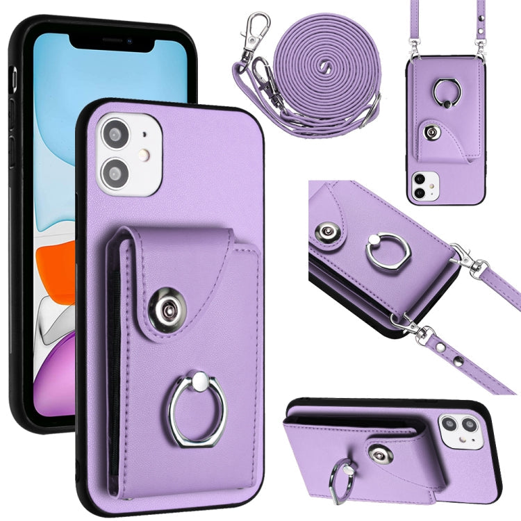 Organ Card Bag Ring Holder Phone Case with Long Lanyard, For iPhone 13, For iPhone 13 mini, For iPhone 12, For iPhone 12 Pro Max