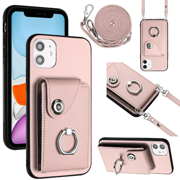 Organ Card Bag Ring Holder Phone Case with Long Lanyard, For iPhone 13, For iPhone 13 mini, For iPhone 12, For iPhone 12 Pro Max