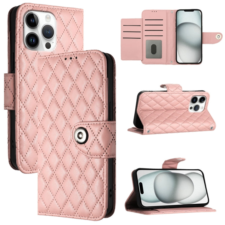 Rhombic Texture Flip Leather Phone Case with Lanyard, For iPhone SE 2024, For iPhone 16 Pro Max, For iPhone 16 Pro, For iPhone 16 Plus
