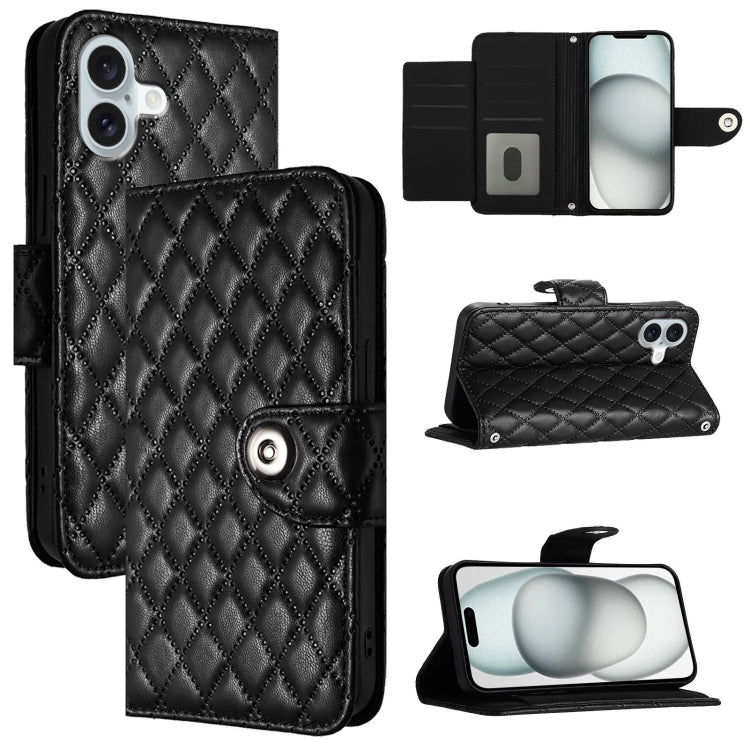 Rhombic Texture Flip Leather Phone Case with Lanyard, For iPhone SE 2024, For iPhone 16 Pro Max, For iPhone 16 Pro, For iPhone 16 Plus