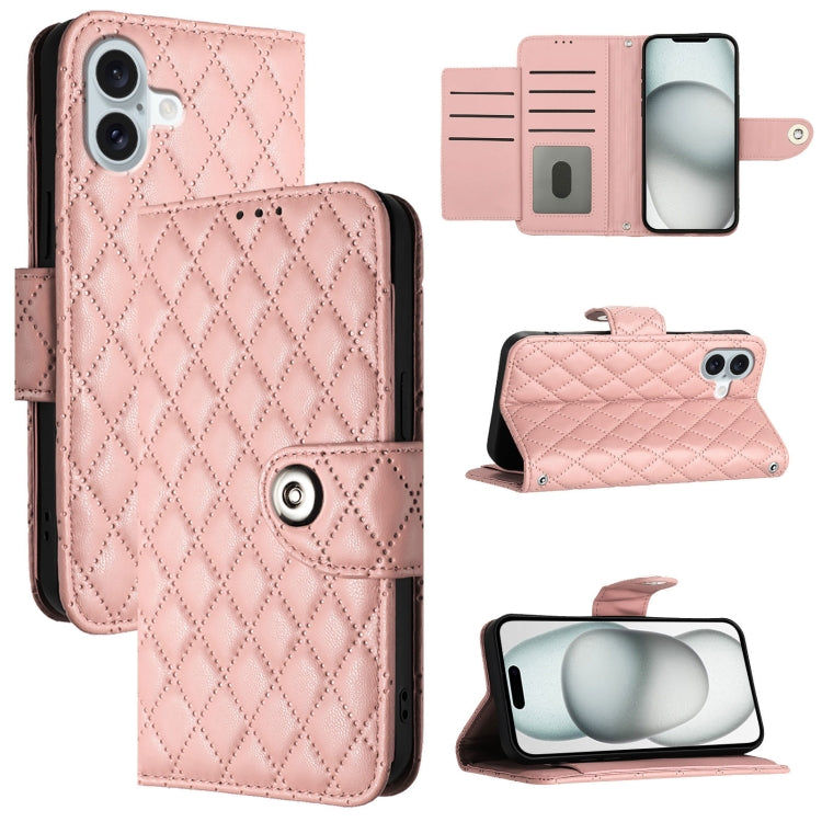 Rhombic Texture Flip Leather Phone Case with Lanyard, For iPhone SE 2024, For iPhone 16 Pro Max, For iPhone 16 Pro, For iPhone 16 Plus