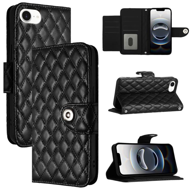Rhombic Texture Flip Leather Phone Case with Lanyard, For iPhone SE 2024, For iPhone 16 Pro Max, For iPhone 16 Pro, For iPhone 16 Plus