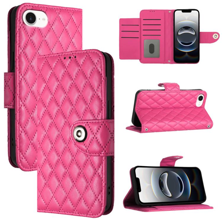 Rhombic Texture Flip Leather Phone Case with Lanyard, For iPhone SE 2024, For iPhone 16 Pro Max, For iPhone 16 Pro, For iPhone 16 Plus