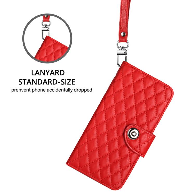Rhombic Texture Flip Leather Phone Case with Lanyard, For iPhone 17 Pro Max, For iPhone 17 Pro, For iPhone 17, For iPhone Air