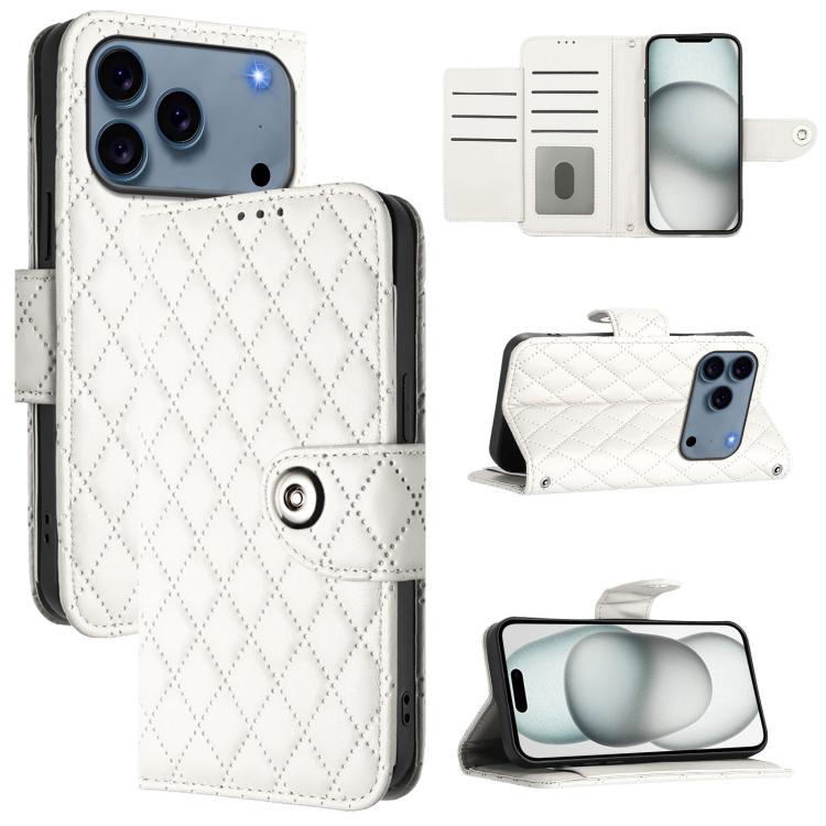 Rhombic Texture Flip Leather Phone Case with Lanyard, For iPhone 17 Pro Max, For iPhone 17 Pro, For iPhone 17, For iPhone Air