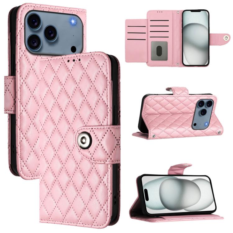 Rhombic Texture Flip Leather Phone Case with Lanyard, For iPhone 17 Pro Max, For iPhone 17 Pro, For iPhone 17, For iPhone Air