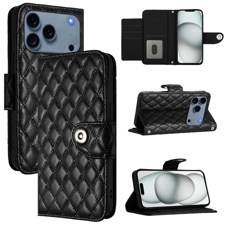 Rhombic Texture Flip Leather Phone Case with Lanyard, For iPhone 17 Pro Max, For iPhone 17 Pro, For iPhone 17, For iPhone Air