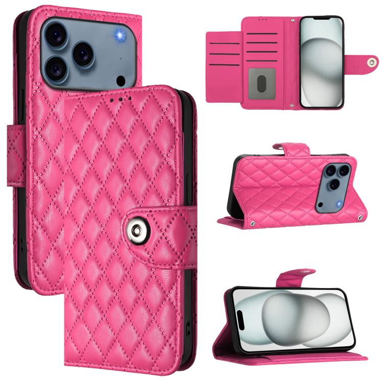 Rhombic Texture Flip Leather Phone Case with Lanyard, For iPhone 17 Pro Max, For iPhone 17 Pro, For iPhone 17, For iPhone Air