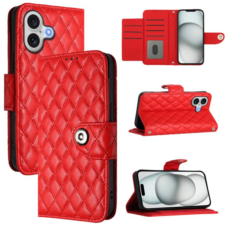 Rhombic Texture Flip Leather Phone Case with Lanyard, For iPhone 17 Pro Max, For iPhone 17 Pro, For iPhone 17, For iPhone Air