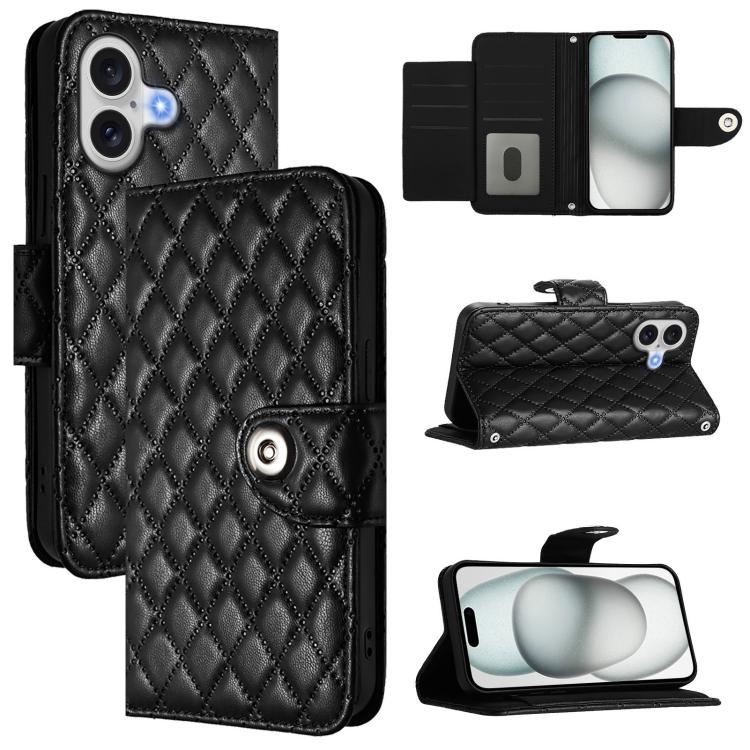Rhombic Texture Flip Leather Phone Case with Lanyard, For iPhone 17 Pro Max, For iPhone 17 Pro, For iPhone 17, For iPhone Air