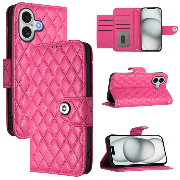 Rhombic Texture Flip Leather Phone Case with Lanyard, For iPhone 17 Pro Max, For iPhone 17 Pro, For iPhone 17, For iPhone Air