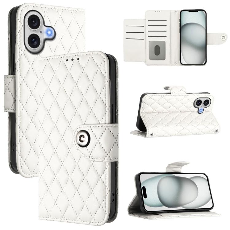 Rhombic Texture Flip Leather Phone Case with Lanyard, For iPhone 17 Pro Max, For iPhone 17 Pro, For iPhone 17, For iPhone Air