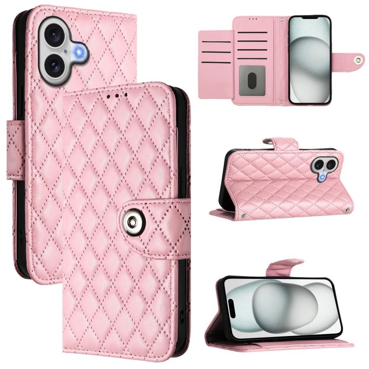 Rhombic Texture Flip Leather Phone Case with Lanyard, For iPhone 17 Pro Max, For iPhone 17 Pro, For iPhone 17, For iPhone Air