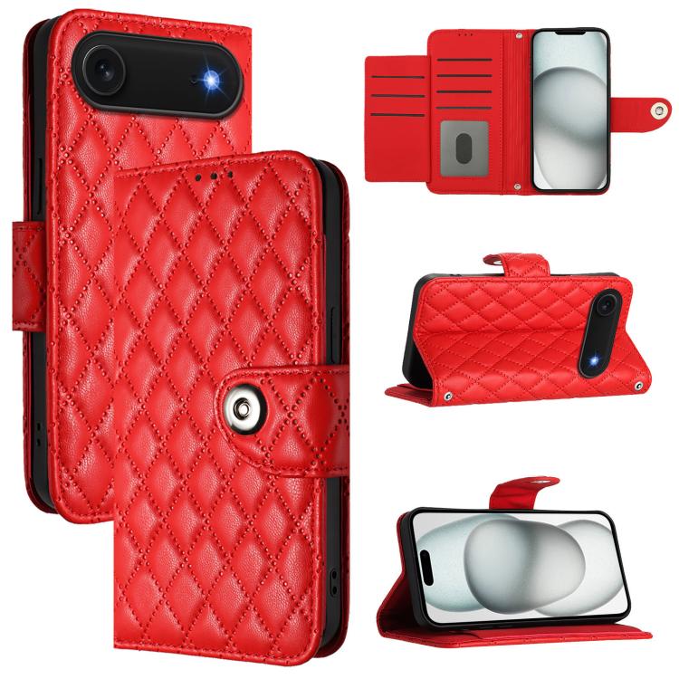 Rhombic Texture Flip Leather Phone Case with Lanyard, For iPhone 17 Pro Max, For iPhone 17 Pro, For iPhone 17, For iPhone Air