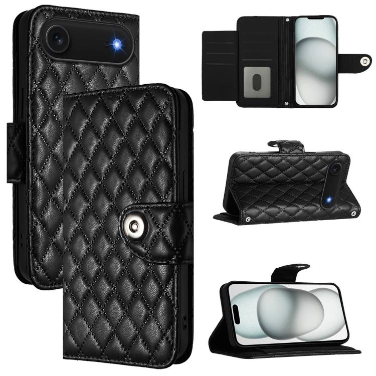 Rhombic Texture Flip Leather Phone Case with Lanyard, For iPhone 17 Pro Max, For iPhone 17 Pro, For iPhone 17, For iPhone Air