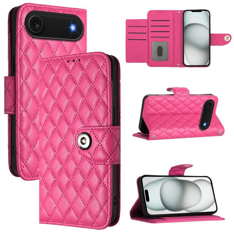 Rhombic Texture Flip Leather Phone Case with Lanyard, For iPhone 17 Pro Max, For iPhone 17 Pro, For iPhone 17, For iPhone Air