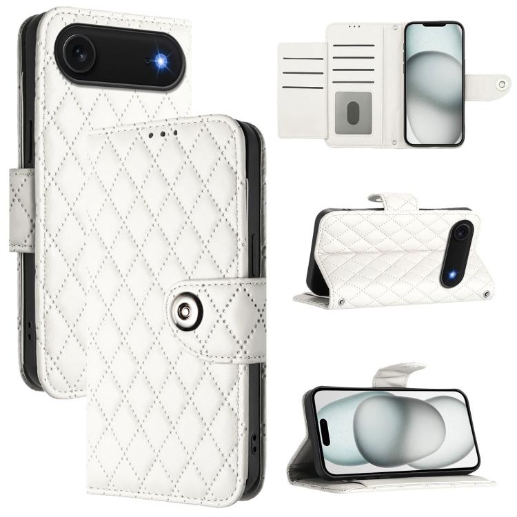 Rhombic Texture Flip Leather Phone Case with Lanyard, For iPhone 17 Pro Max, For iPhone 17 Pro, For iPhone 17, For iPhone Air