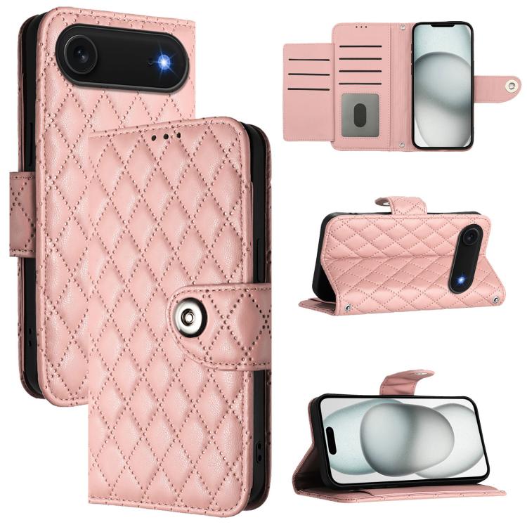 Rhombic Texture Flip Leather Phone Case with Lanyard, For iPhone 17 Pro Max, For iPhone 17 Pro, For iPhone 17, For iPhone Air