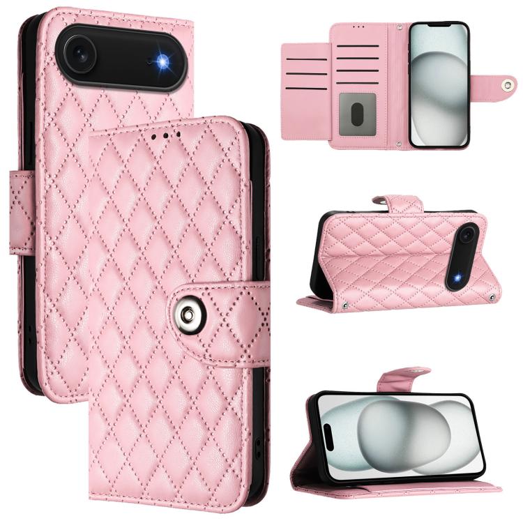 Rhombic Texture Flip Leather Phone Case with Lanyard, For iPhone 17 Pro Max, For iPhone 17 Pro, For iPhone 17, For iPhone Air