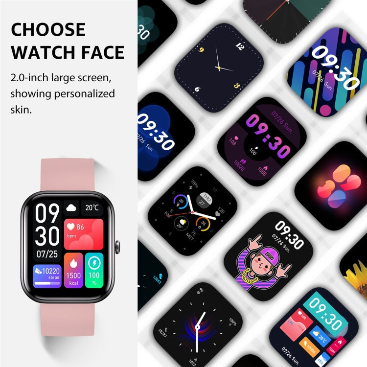 GTS5 2.0 inch Fitness Health Smart Watch, BT Call / Heart Rate / Blood Pressure / MET / Blood Glucose