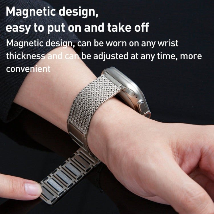 Magnetic Clasp Braided Chain Stainless Steel Watch Band, For Apple Watch Series 4 44mm, For Apple Watch Series 4 40mm, For Apple Watch Series 3 38mm, For Apple Watch Series 3 42mm, For Apple Watch Series 2 42mm, For Apple Watch Series 2 38mm