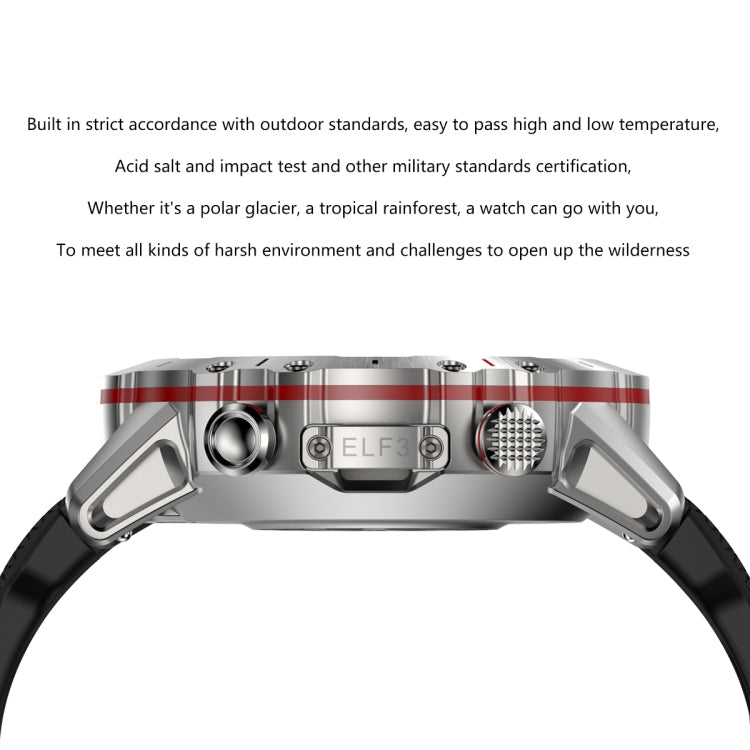 ELF3 1.39 inch TFT Round Screen Outdoor Silicone Strap Smart Watch Supports Blood Oxygen Monitoring