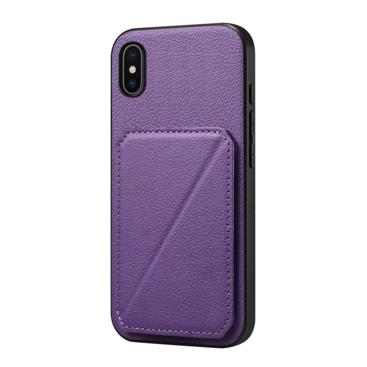 D04 Calf Texture Dual Card Slot Holder Phone Case, For iPhone 11, For iPhone 11 Pro, For iPhone X / XS, For iPhone XR, For iPhone XS Max, For iPhone 7 Plus / 8 Plus