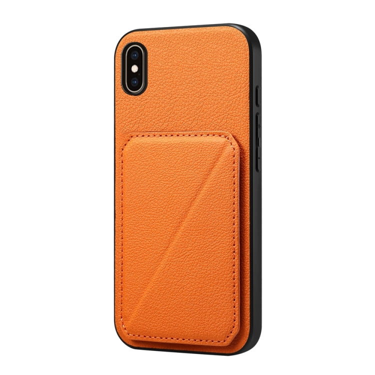 D04 Calf Texture Dual Card Slot Holder Phone Case, For iPhone 11, For iPhone 11 Pro, For iPhone X / XS, For iPhone XR, For iPhone XS Max, For iPhone 7 Plus / 8 Plus