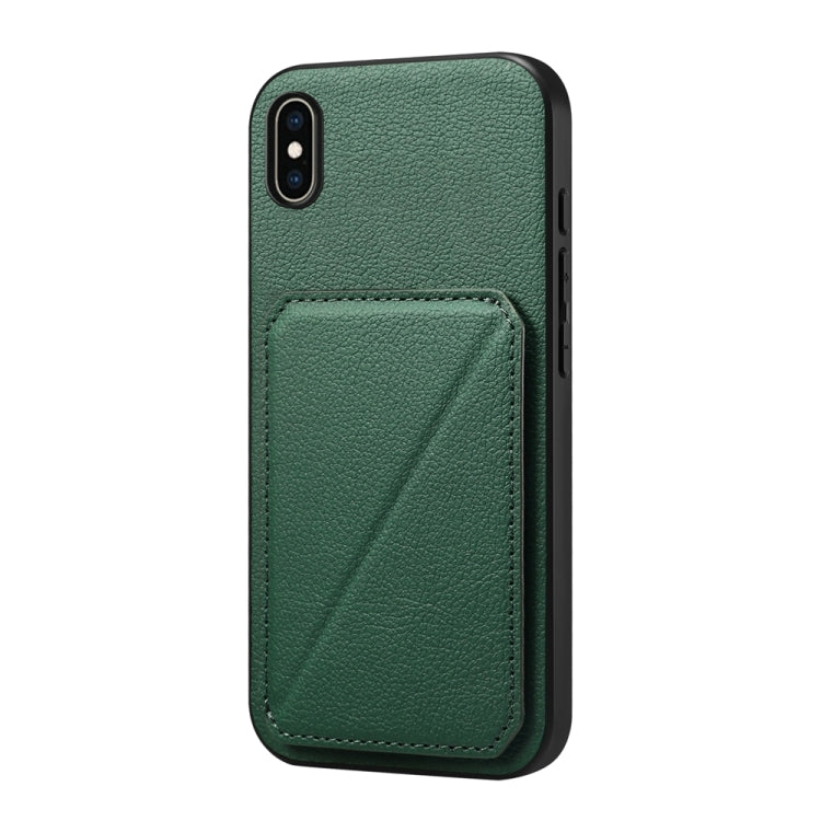 D04 Calf Texture Dual Card Slot Holder Phone Case, For iPhone 11, For iPhone 11 Pro, For iPhone X / XS, For iPhone XR, For iPhone XS Max, For iPhone 7 Plus / 8 Plus