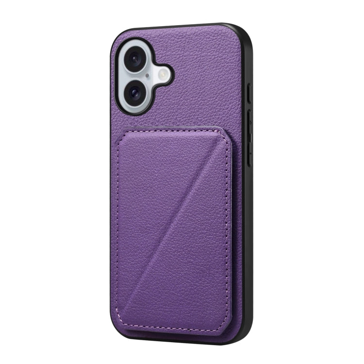 D04 Calf Texture Dual Card Slot Holder Phone Case, For iPhone 16 Pro, For iPhone 16 Plus, For iPhone 16, For iPhone 15 Pro Max, For iPhone 15 Pro, For iPhone 15 Plus