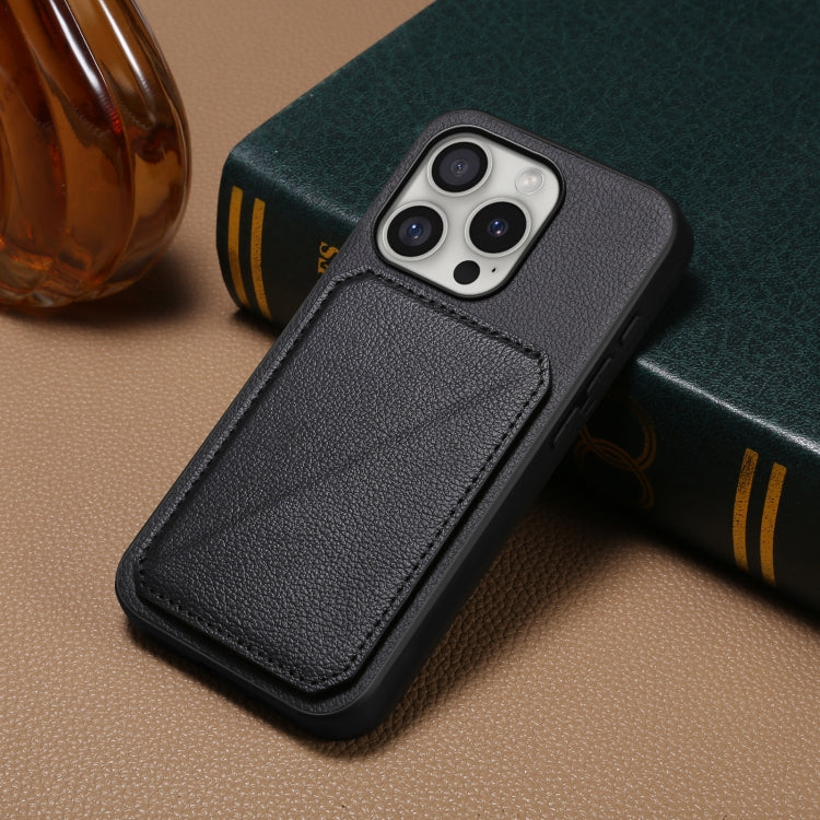 D04 Calf Texture Dual Card Slot Holder Phone Case, For iPhone 16 Pro, For iPhone 16 Plus, For iPhone 16, For iPhone 15 Pro Max, For iPhone 15 Pro, For iPhone 15 Plus