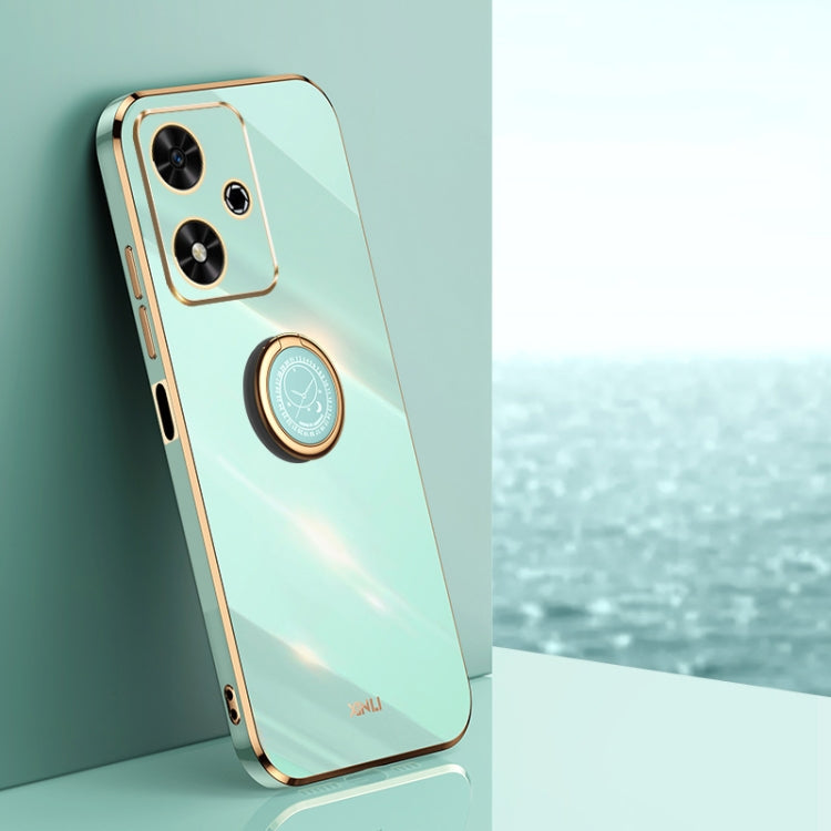 XINLI Straight 6D Plating Gold Edge TPU Shockproof Case with Ring Holder, For Honor 200 Pro, For Honor Play 50, For Honor 200 Lite Global