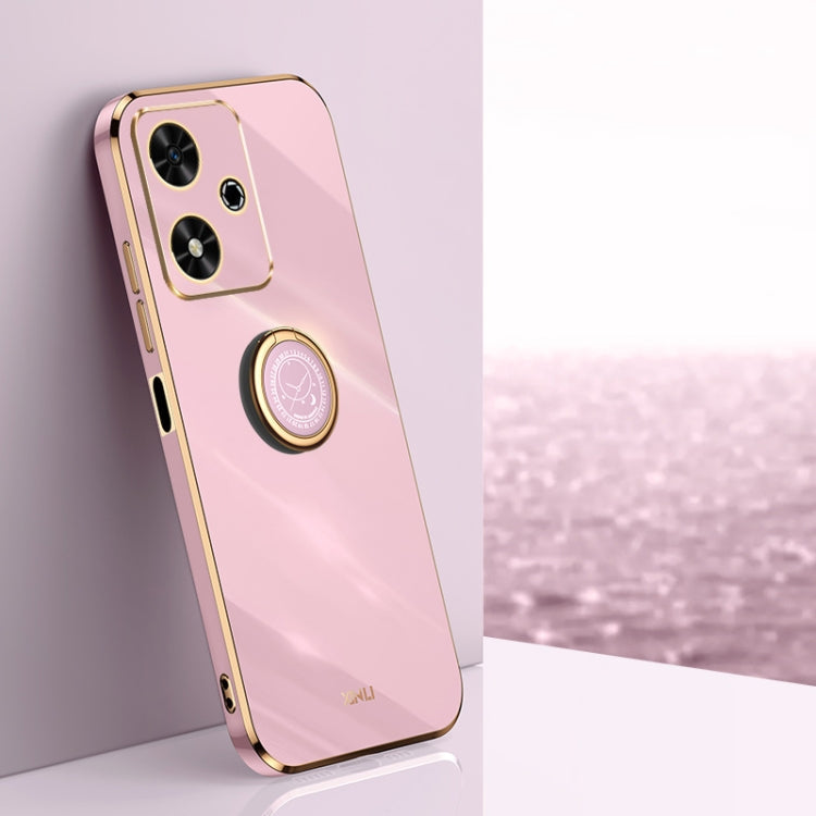 XINLI Straight 6D Plating Gold Edge TPU Shockproof Case with Ring Holder, For Honor 200 Pro, For Honor Play 50, For Honor 200 Lite Global