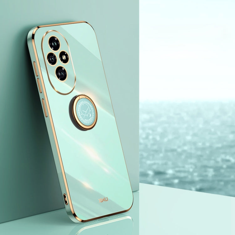 XINLI Straight 6D Plating Gold Edge TPU Shockproof Case with Ring Holder, For Honor Play 60 Plus, For Honor X6b, For Honor 200