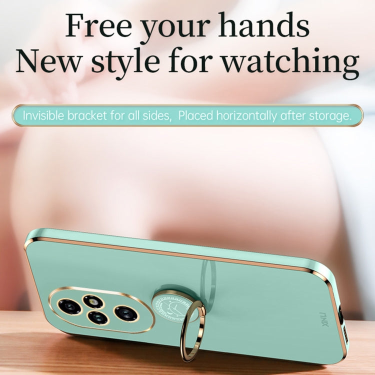 XINLI Straight 6D Plating Gold Edge TPU Shockproof Case with Ring Holder, For Honor 200 Pro, For Honor Play 50, For Honor 200 Lite Global