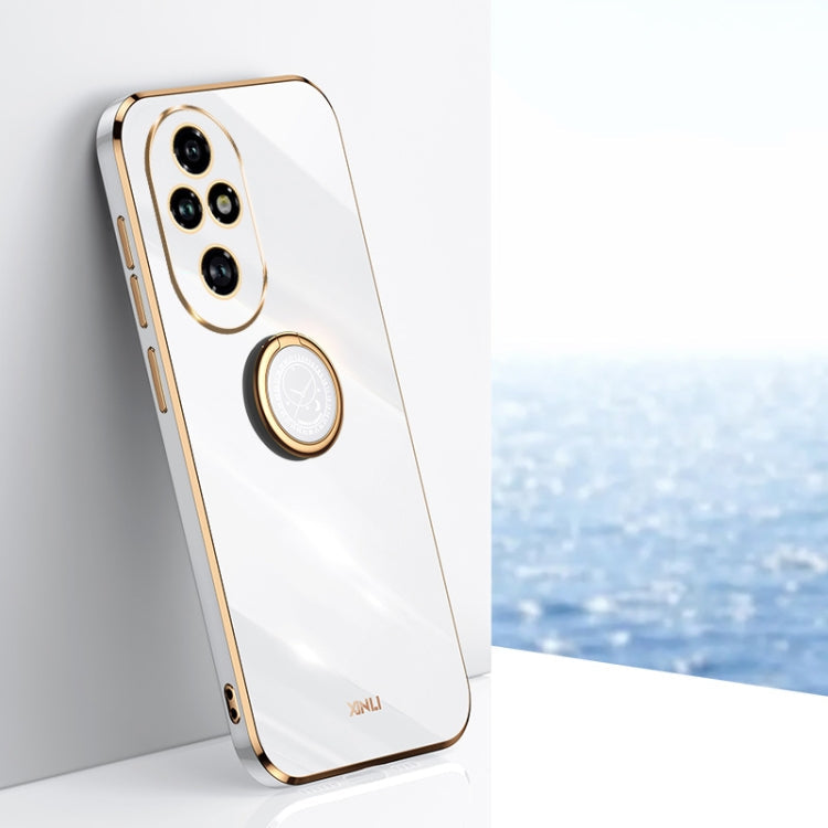 XINLI Straight 6D Plating Gold Edge TPU Shockproof Case with Ring Holder, For Honor 200 Pro, For Honor Play 50, For Honor 200 Lite Global