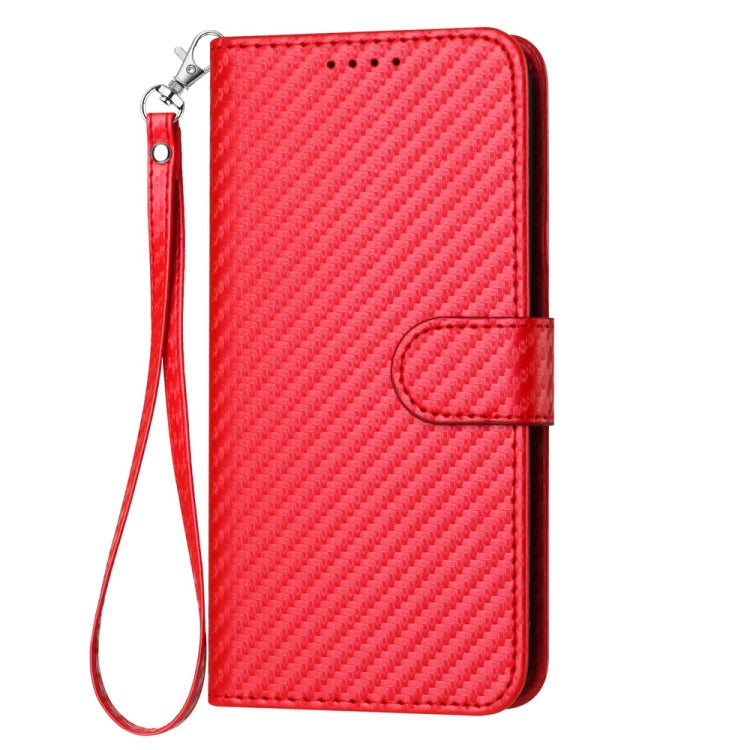 YX0070 Carbon Fiber Buckle Leather Phone Case with Lanyard, For iPhone 17e / 16e, For iPhone 17 Pro Max, For iPhone 17 Pro