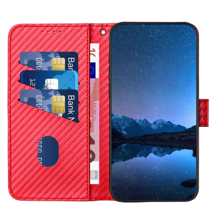 YX0070 Carbon Fiber Buckle Leather Phone Case with Lanyard, For iPhone 17e / 16e, For iPhone 17 Pro Max, For iPhone 17 Pro
