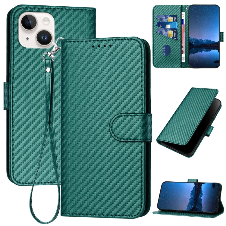 YX0070 Carbon Fiber Buckle Leather Phone Case with Lanyard, For iPhone 13 Pro Max, For iPhone 13 Pro, For iPhone 13