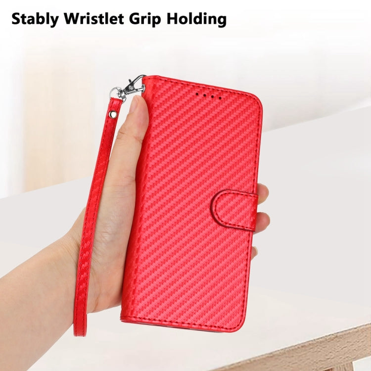 YX0070 Carbon Fiber Buckle Leather Phone Case with Lanyard, For iPhone 13 mini, For iPhone 12 / 12 Pro, For iPhone 12 Pro Max