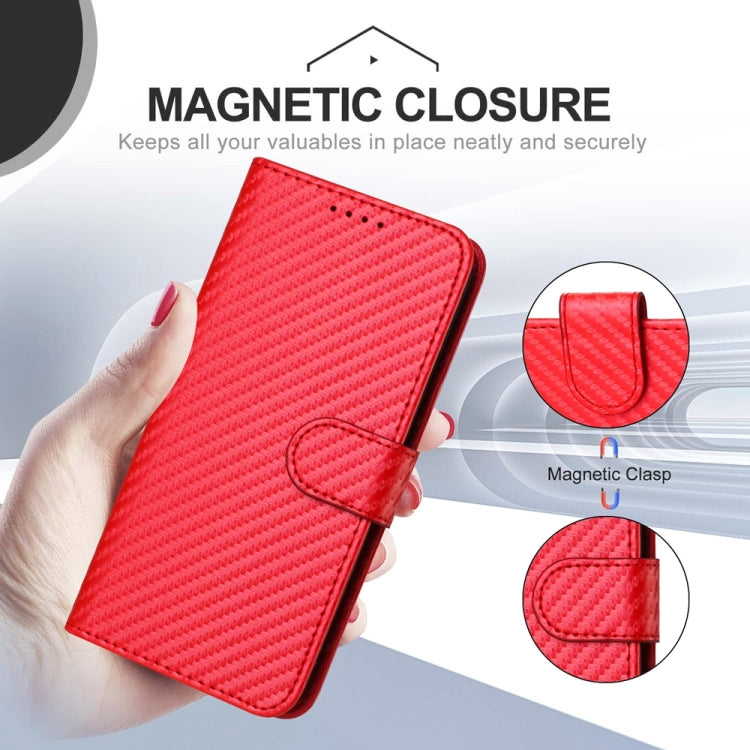 YX0070 Carbon Fiber Buckle Leather Phone Case with Lanyard, For iPhone 13 mini, For iPhone 12 / 12 Pro, For iPhone 12 Pro Max