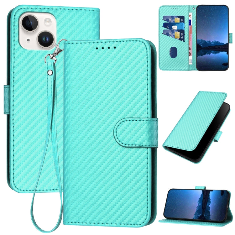 YX0070 Carbon Fiber Buckle Leather Phone Case with Lanyard, For iPhone 13 mini, For iPhone 12 / 12 Pro, For iPhone 12 Pro Max